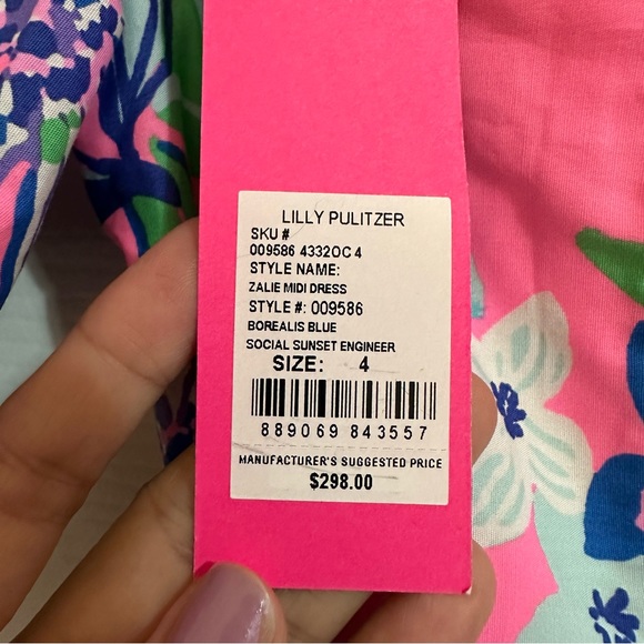 Zalie Floral Off the Shoulder Midi Dress LILLY PULITZER® NWT Size 4 - Picture 7 of 7